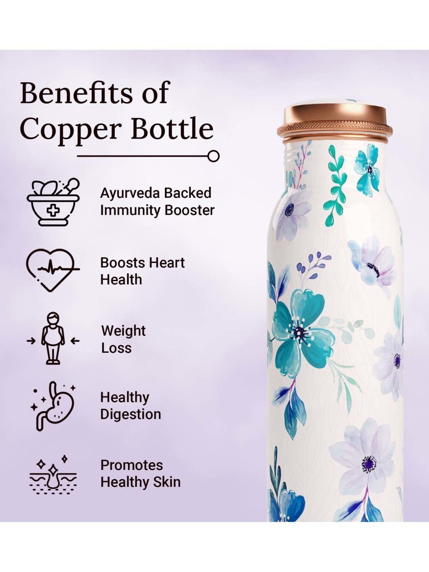 Everything Beautiful White Copper Water Bottle - Standard (0.9 L)