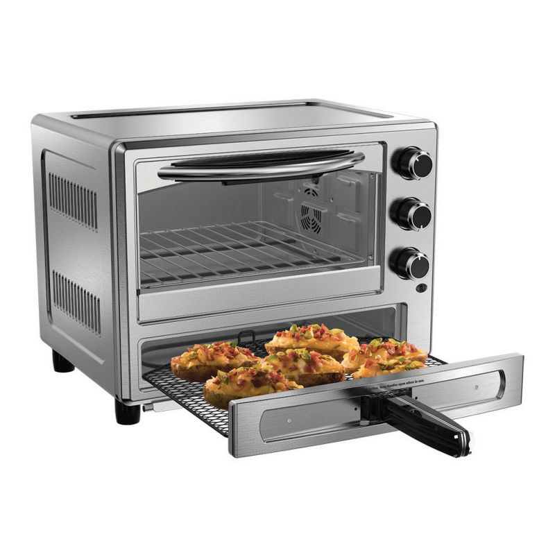 Toshiba MC25CEY-BS 6 Slice Small Stainless Convection Pizza Toaster Oven, Black
