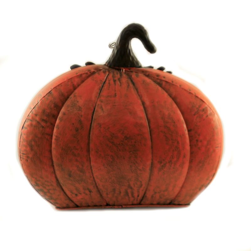 Halloween 11.75" Galvanized Jack-O-Lantern Metal Tea Light Up Pumpkin  -  Decorative Figurines