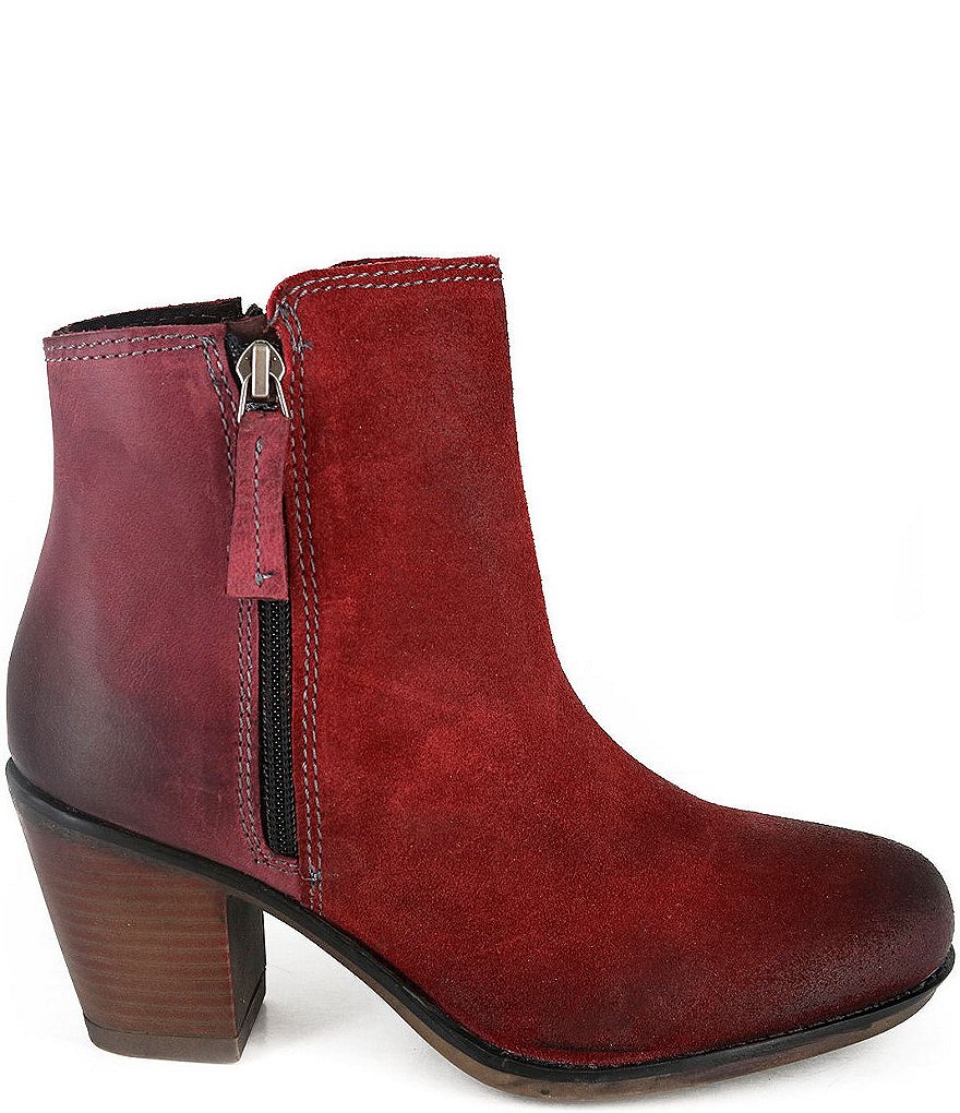 Roan by Bed Stu Lina Burnished Leather Suede Block Heel Booties
