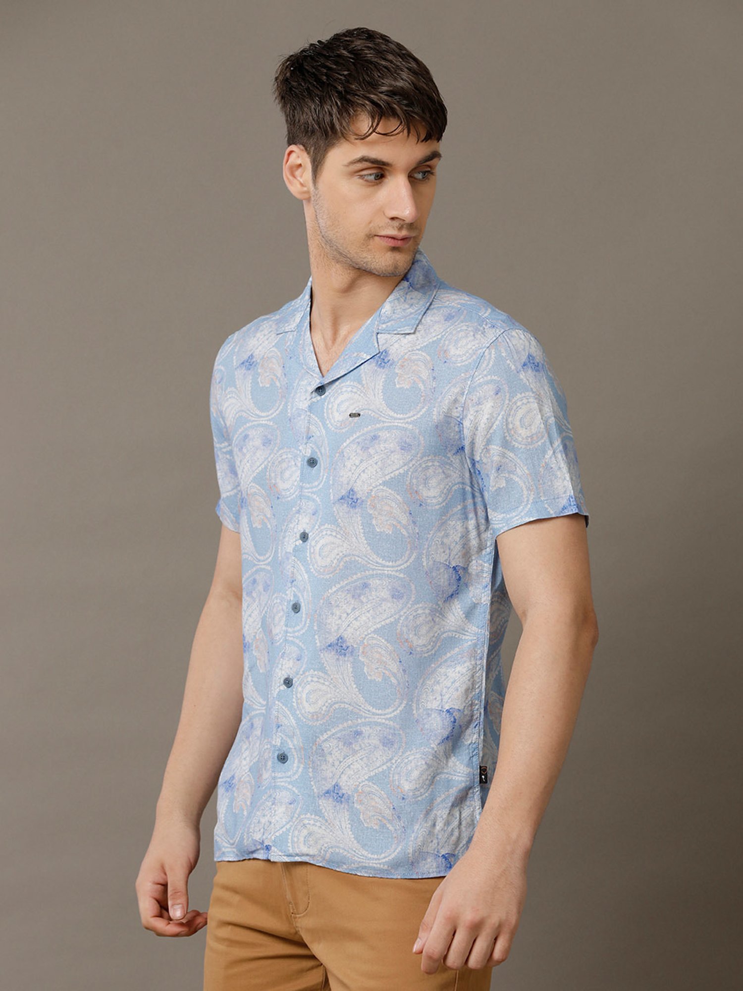 Identiti Blue Slim Fit Printed Shirt