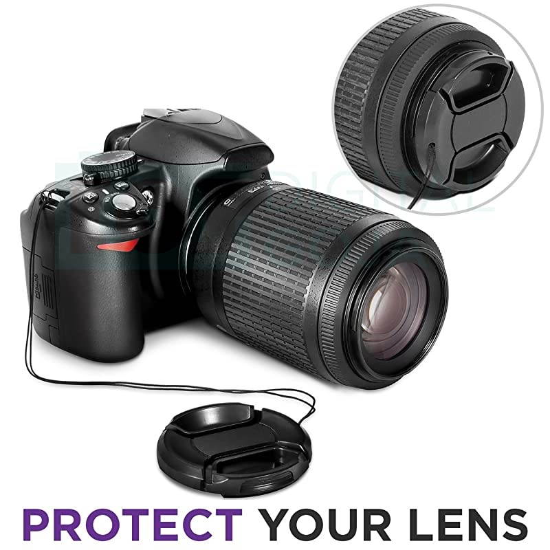 58mm SnapOn Center Pinch Lens Cap with Holder Leash Camera Lens Protection Cover for 58mm Threaded Lenses