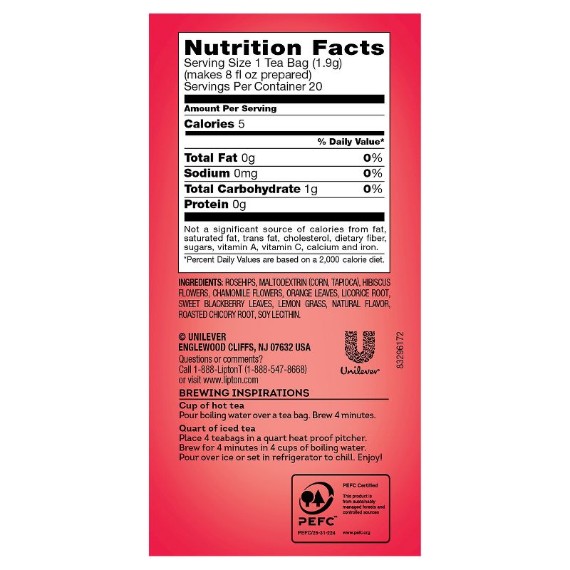 Lipton Peach Mango Herbal Tea - 20ct