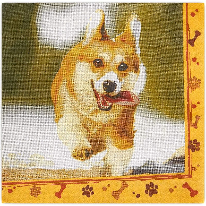 Sparkle and Bash 150 Pack Corgi Birthday Party Supplies, Disposable Napkin, Paper Napkins, 6.5"