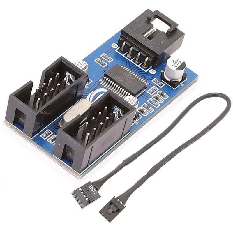 9 Pin USB Header Male 1 to 2 Female Extension Splitter Port Multiplier Cable Connector For Desktop Motherboard