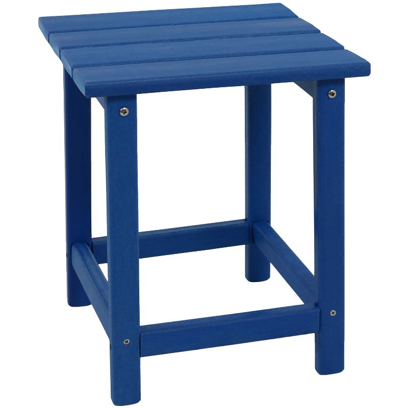 Sunnydaze Faux Wood Design Plastic All-Weather Square Modern Adirondack Side Table, Blue