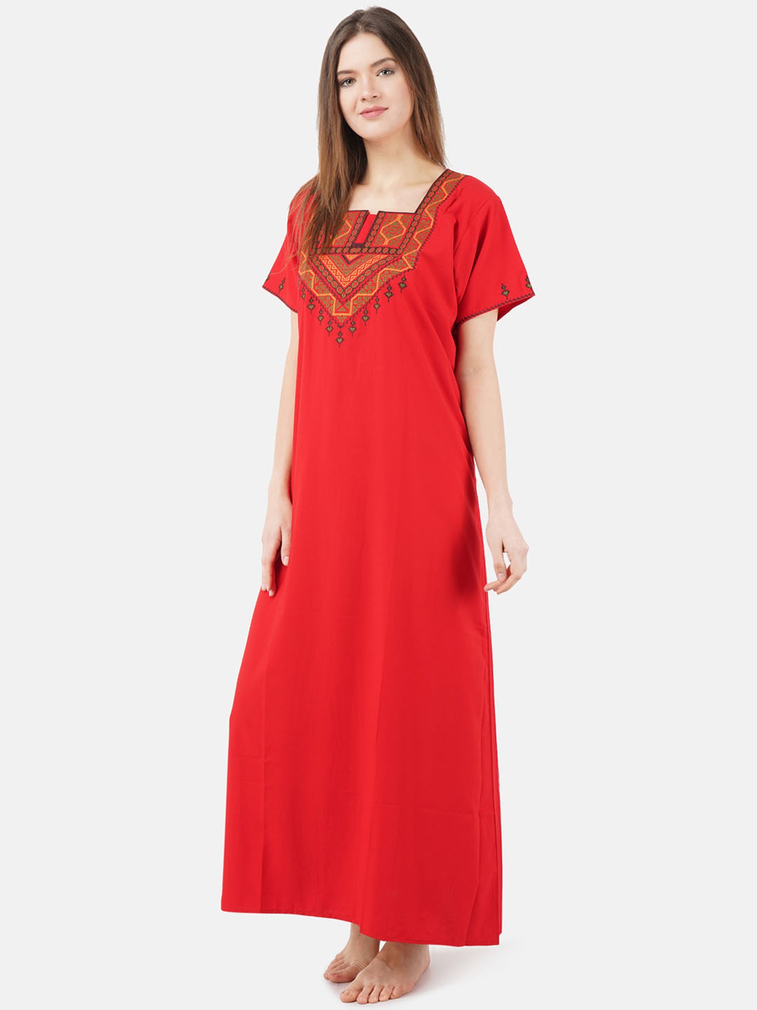 KOI SLEEPWEAR Red Embroidered Nighty