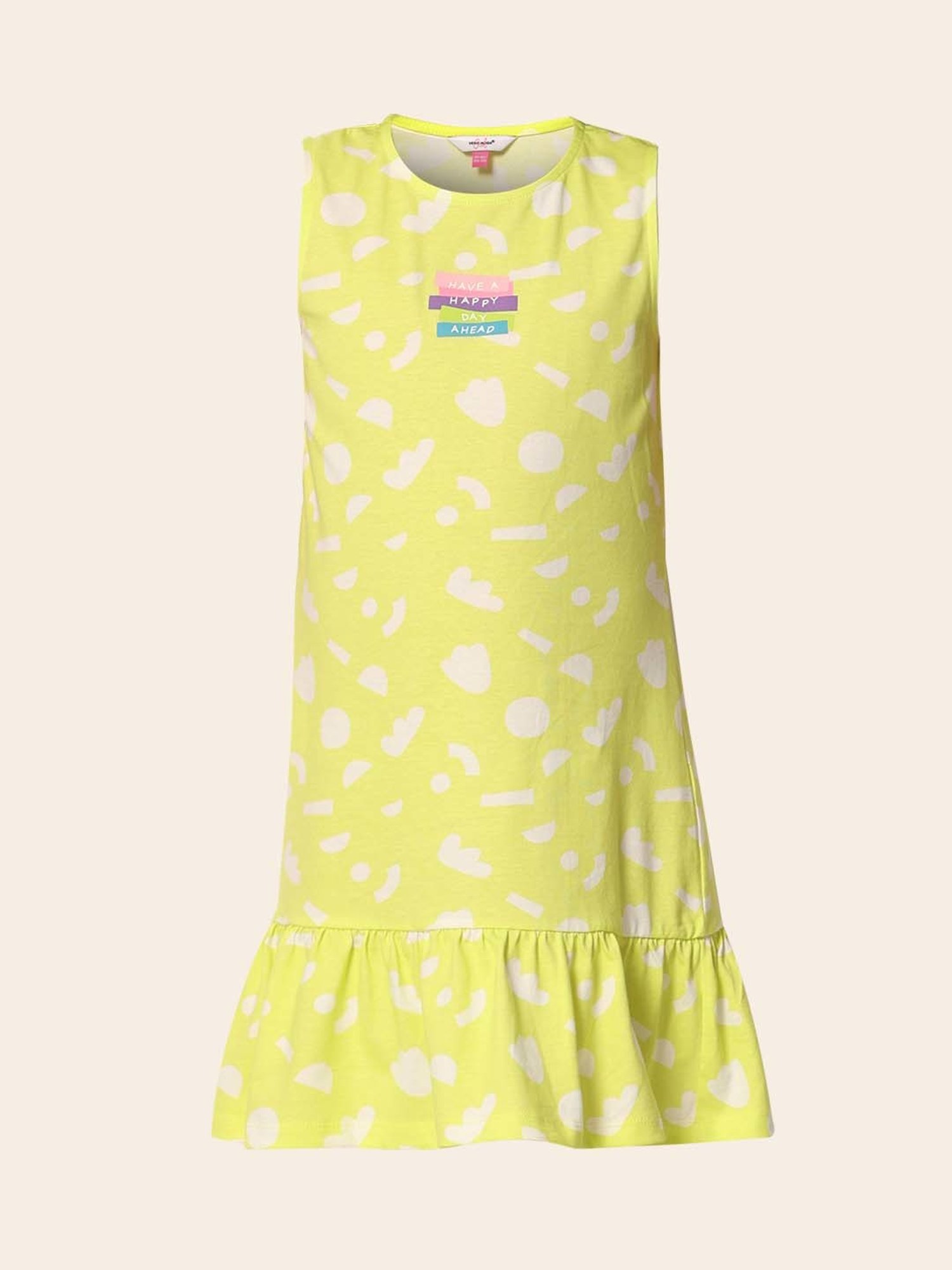 VERO MODA GIRL Green Cotton Printed Dress