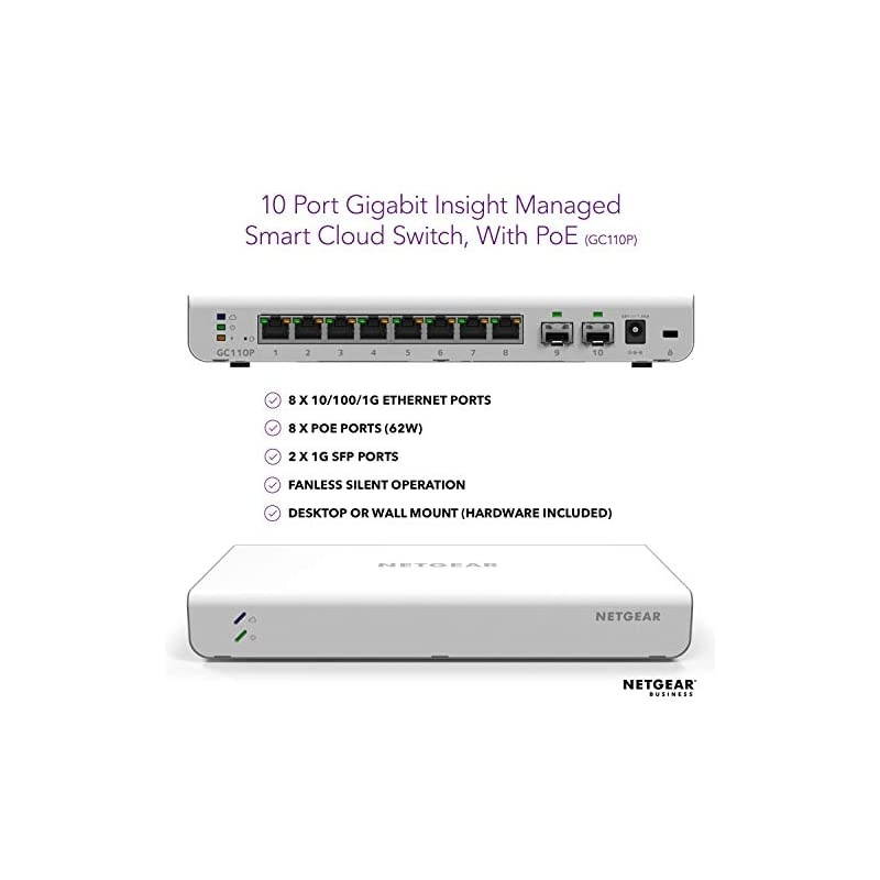 10Port Gigabit Ethernet Smart Managed Pro PoE Switch GC110P with 8 x PoE 62W 2 x 1G SFP Desktop