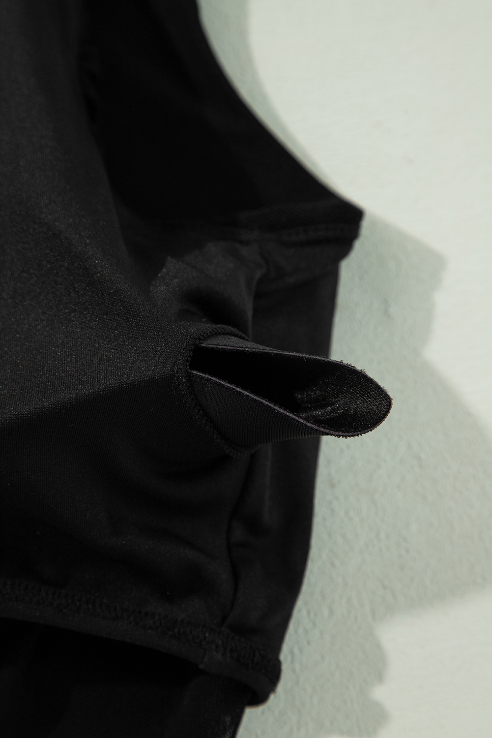 Black Ruched Mesh One Shoulder Bikini Top and Skirts Set