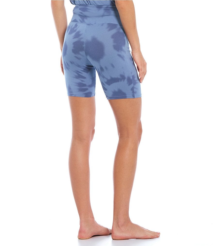 Jasmine & Ginger Tonal Tie-Dye Printed Knit Coordinating Sleep Bike Shorts