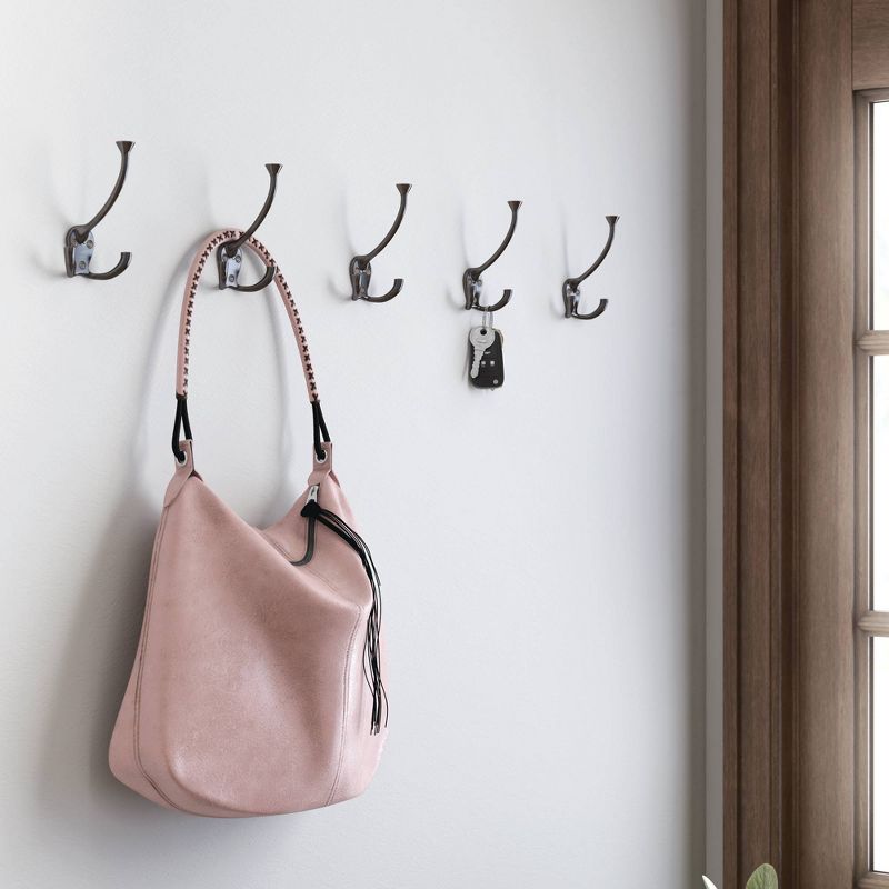 Franklin Brass 5pk Flared Tri Decorative Hooks Venetian Bronze