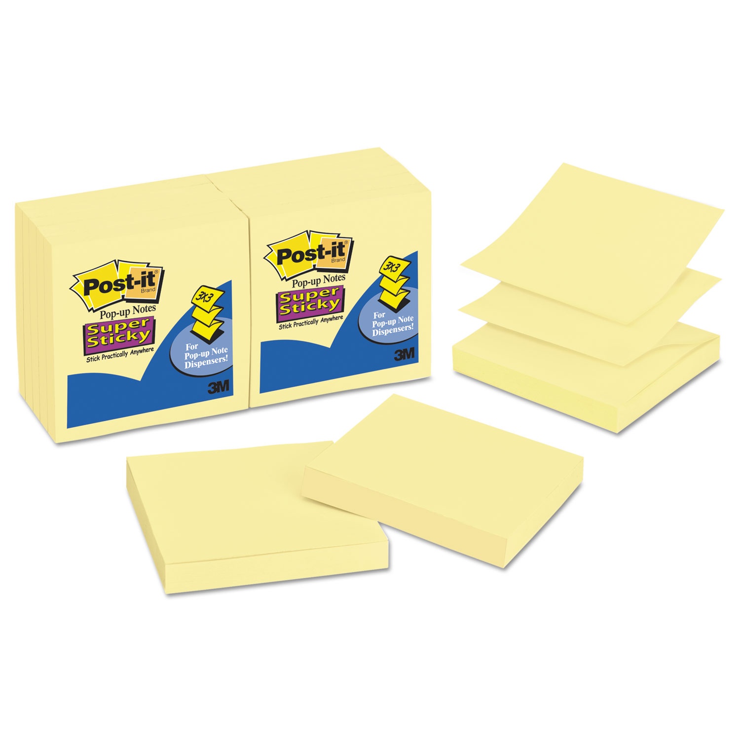 Post-it Pop-up 3 x 3 Note Refill Canary Yellow 90-Sheet 12/Pack R33012SSCY