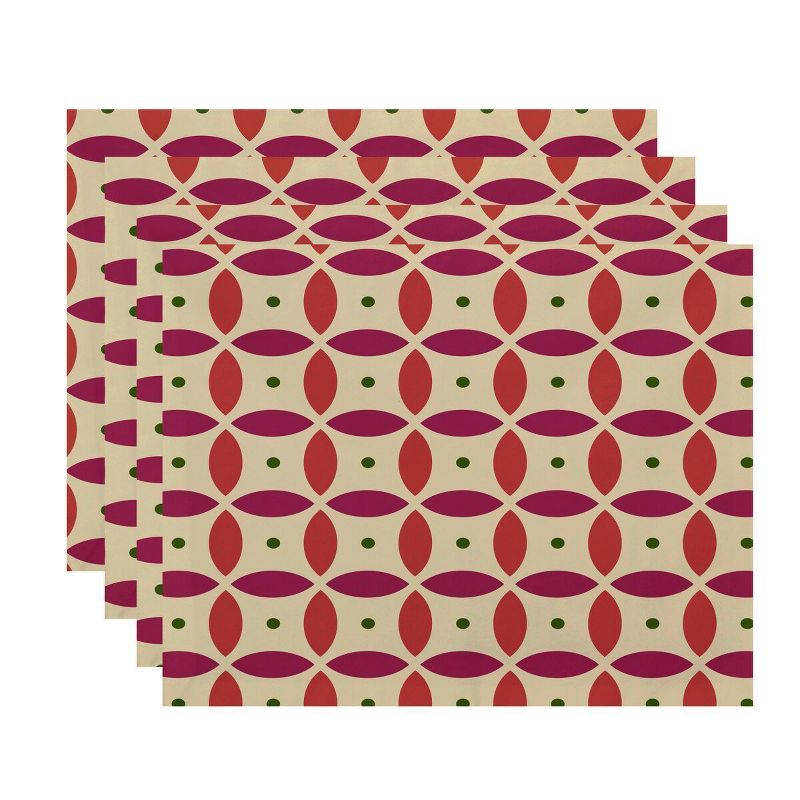 Set of 4 Deep Sea Coral Geometric Placemat - E by design