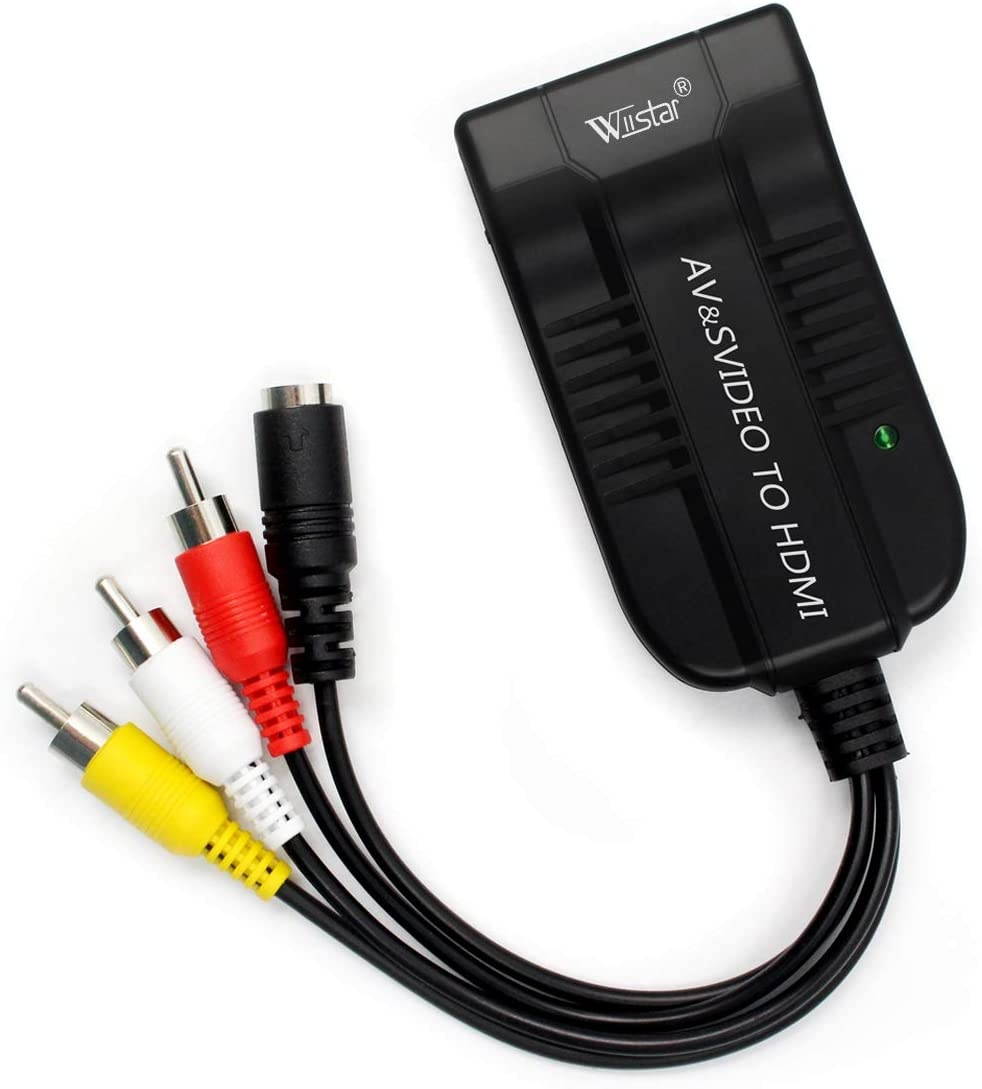 Wiistar AV CVBS to HDMI Converter Male Composite Female RCA S-Video to HDMI Adapter Support 720P 1080P for TV VHS VCR DVD