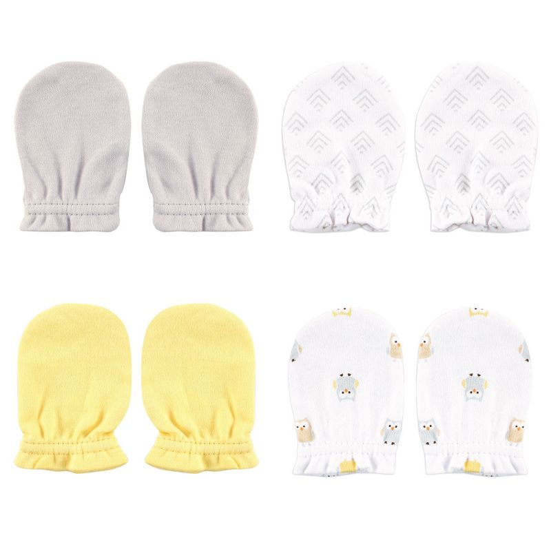 Luvable Friends Baby Cotton Scratch Mittens 4pk, Owl, One Size