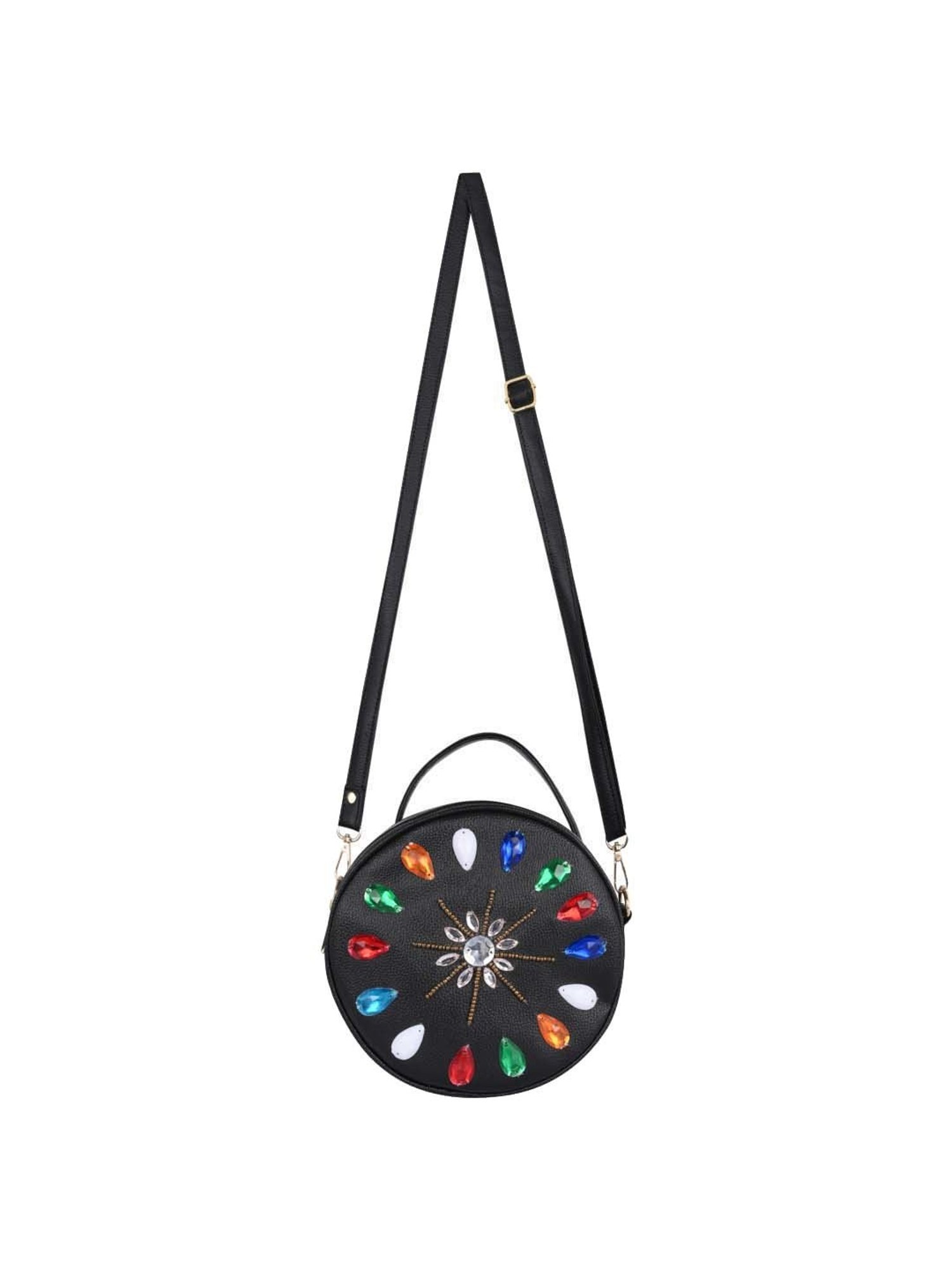Bagsy Malone Black Embellished Medium Sling Handbag