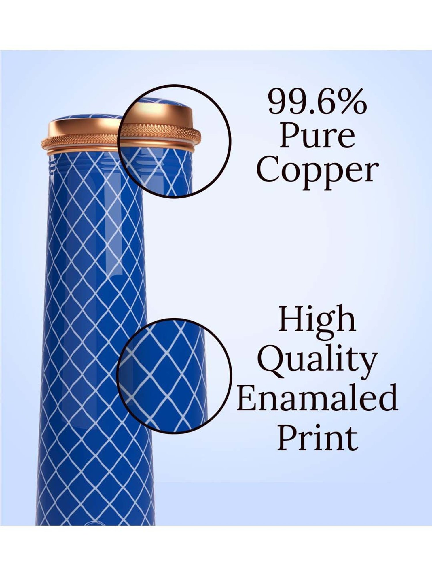 Everything Beautiful Blue Copper Water Bottle - Slim (0.75 L)