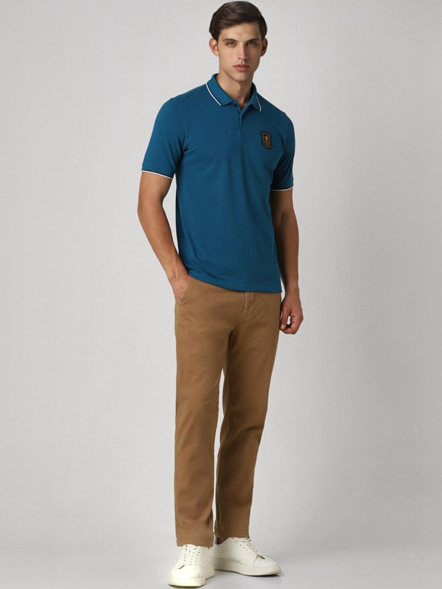 Peter England Blue Regular Fit Polo T-Shirt