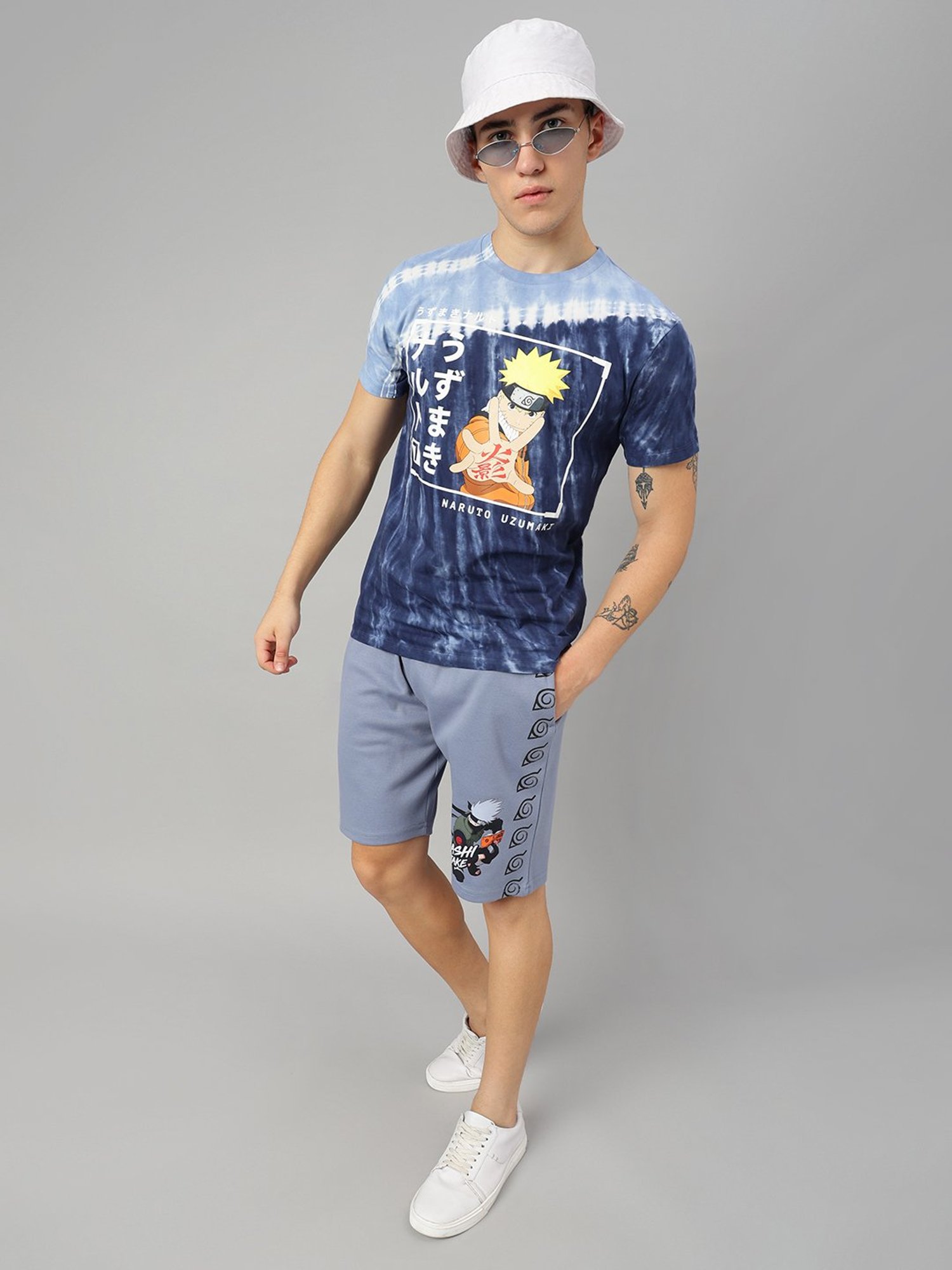 Free Authority Blue Regular Fit Naruto Print T-Shirt