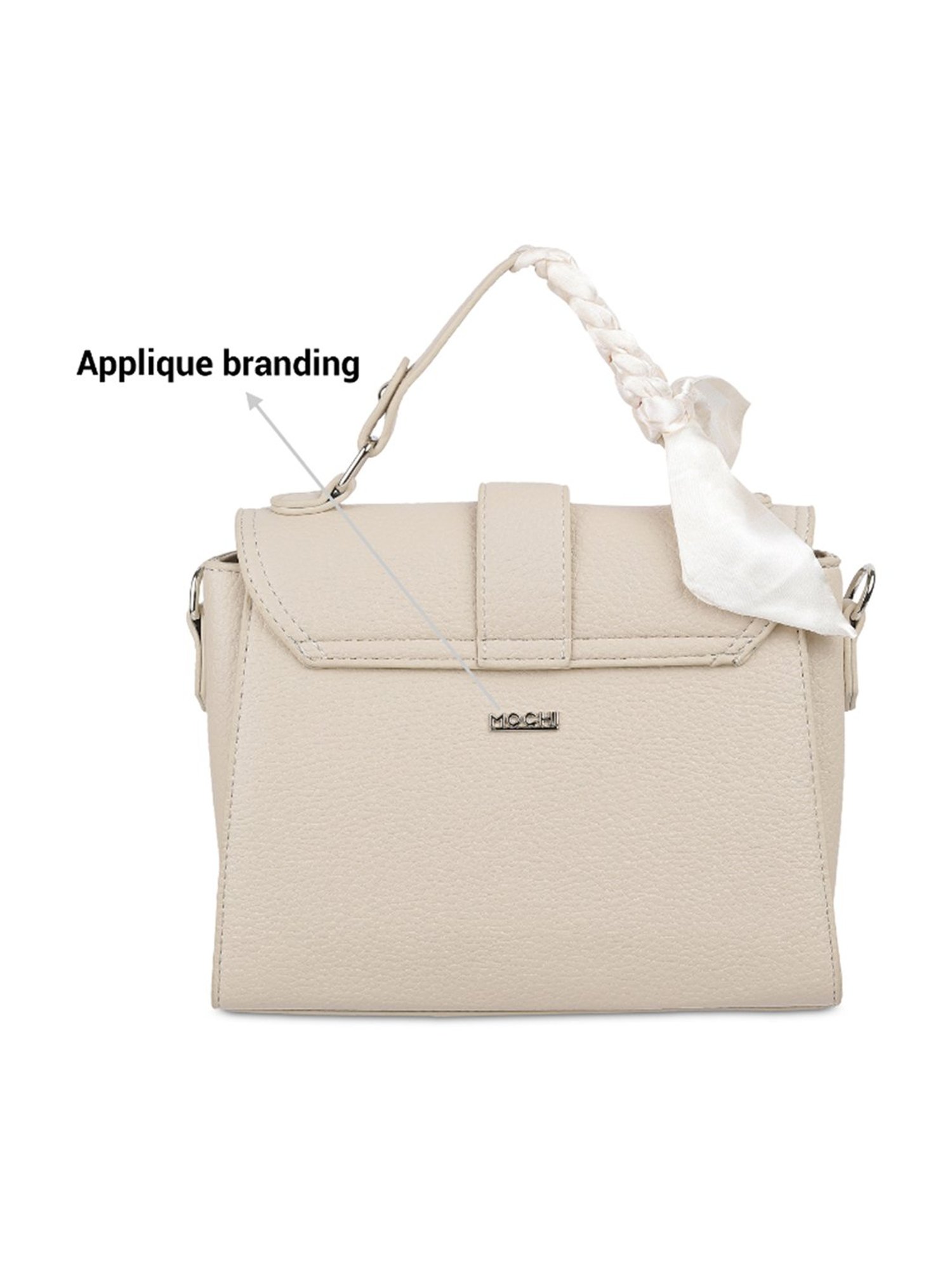 Mochi Off White Textured Medium Satchel