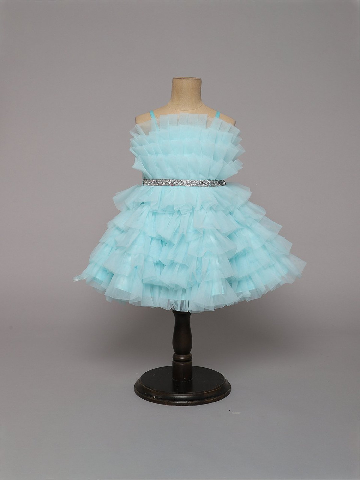 Many Frocks Kids Blue Solid Dress