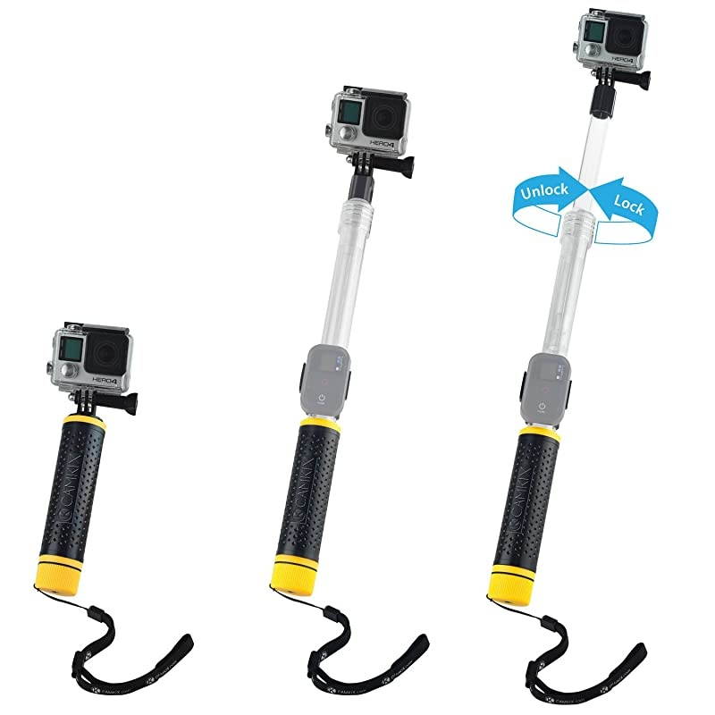 Waterproof Telescopic Pole Floating Hand Grip Compatible with Gopro Hero 7 6 5 Black Session Hero 4 Session and DJI Osmo Action