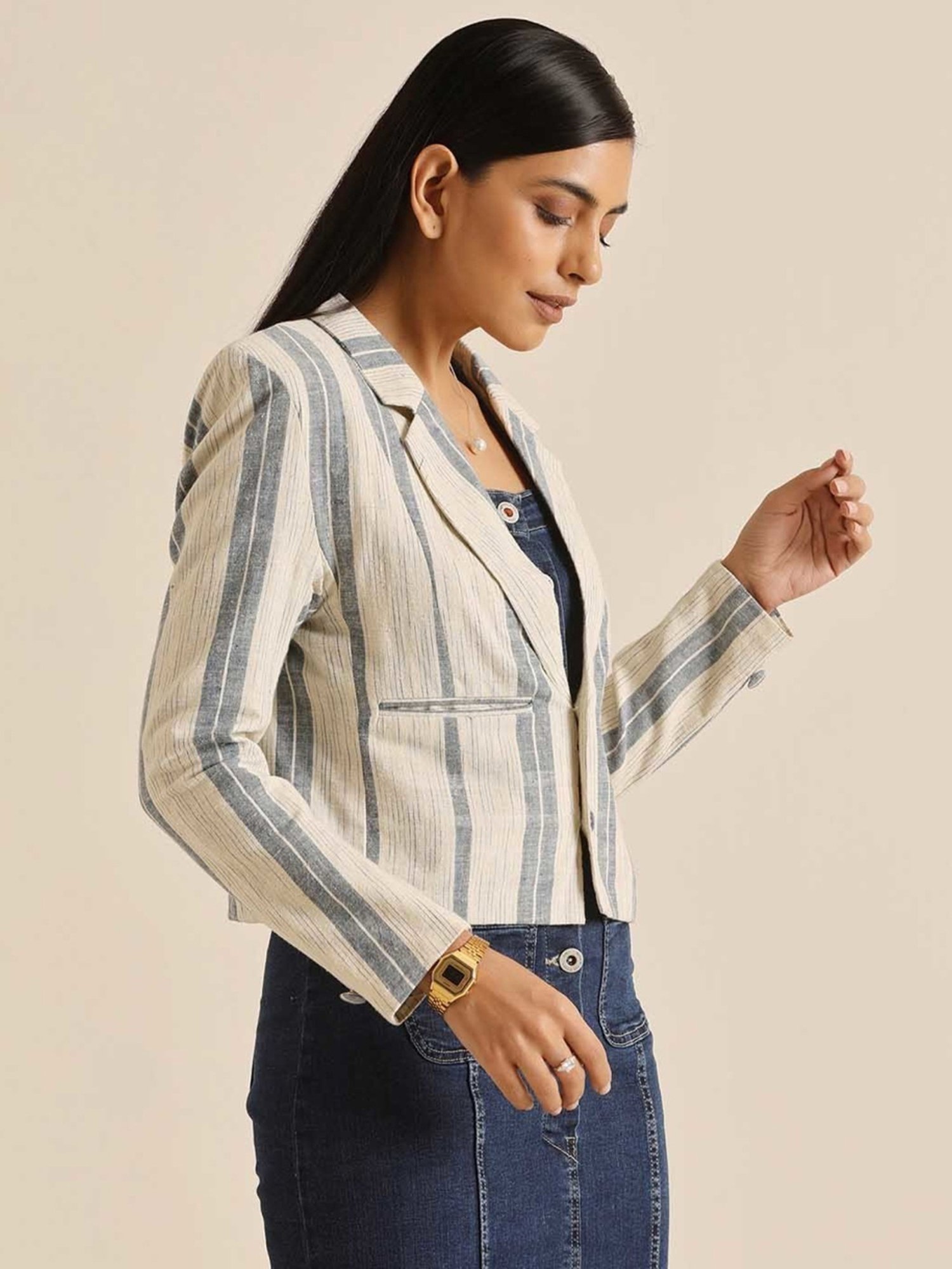 Okhai Off White Striped Blazer