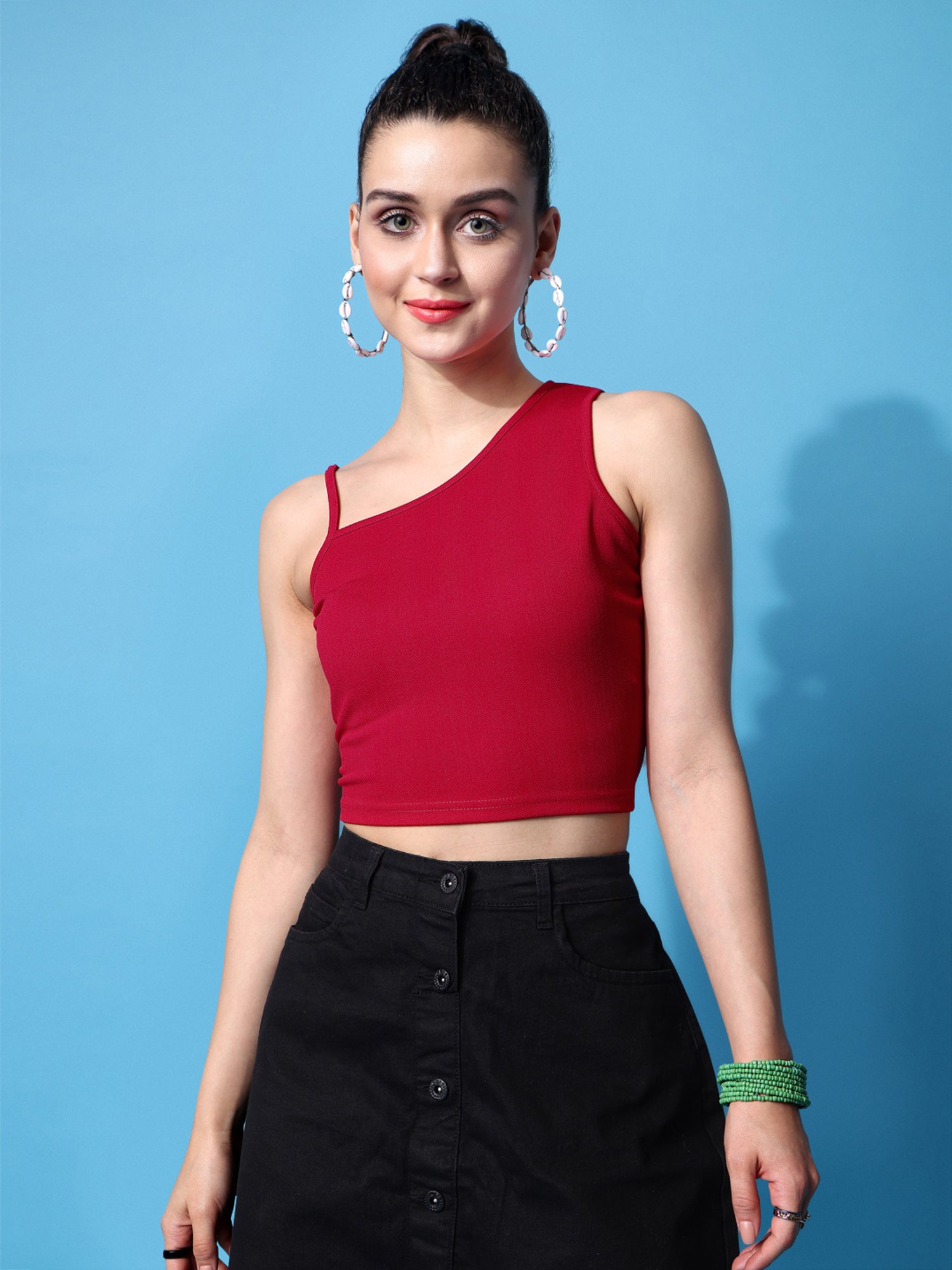 PURVAJA Red Regular Fit Crop Top