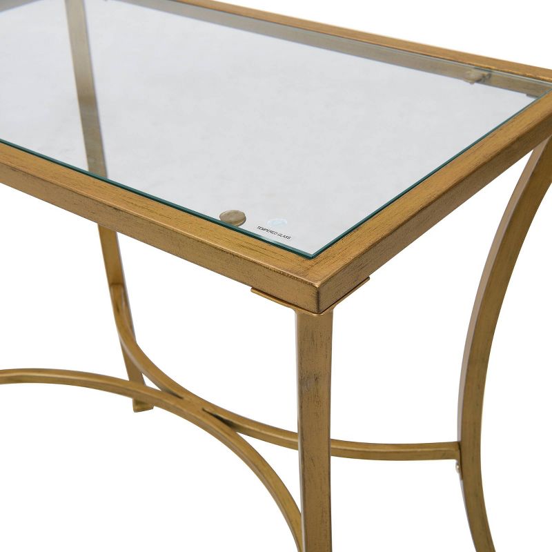 Palin Glass Top Accent Table Antique Gold - Carolina Chair & Table