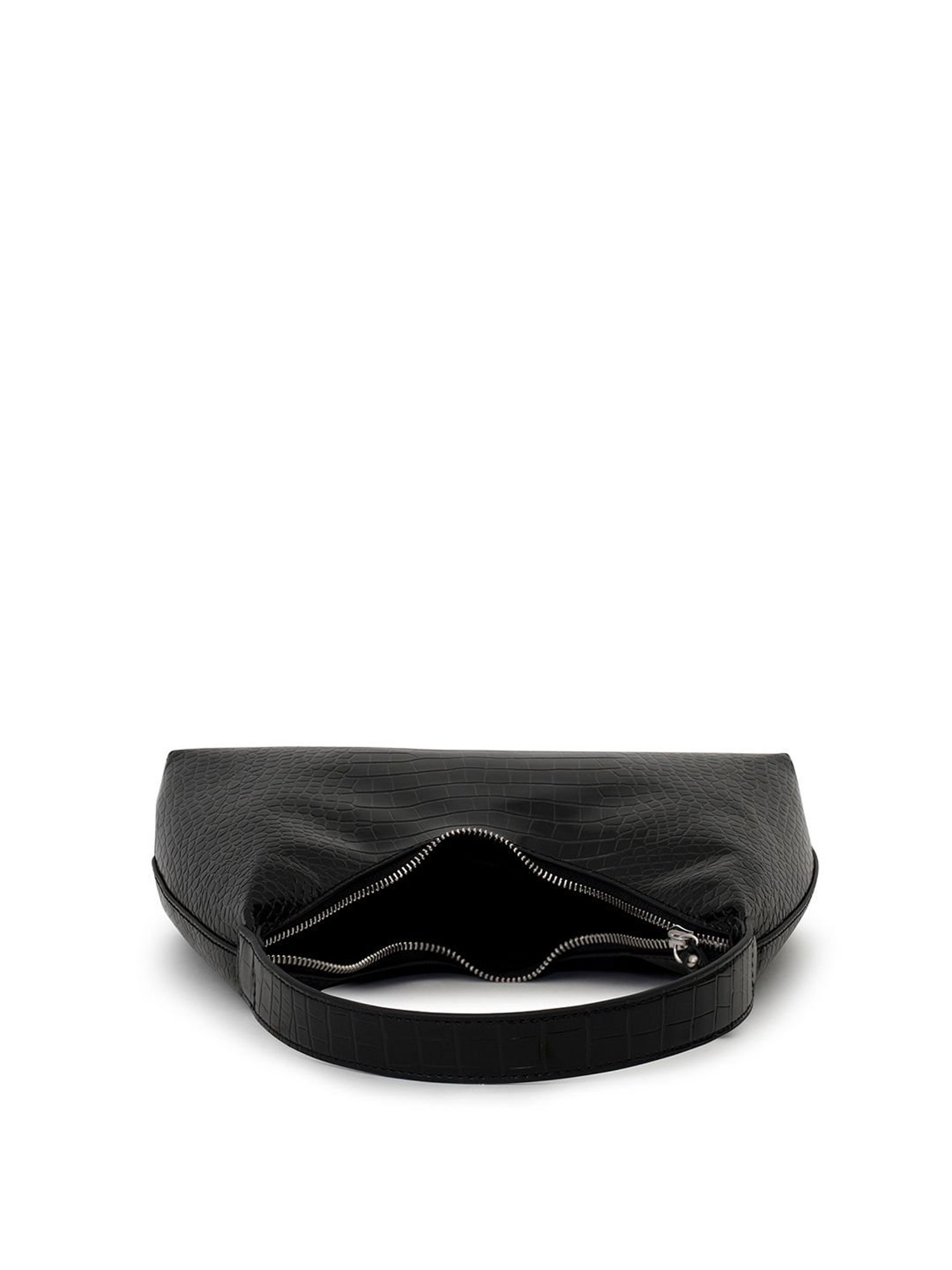 Miraggio Black Textured Medium Shoulder Handbag