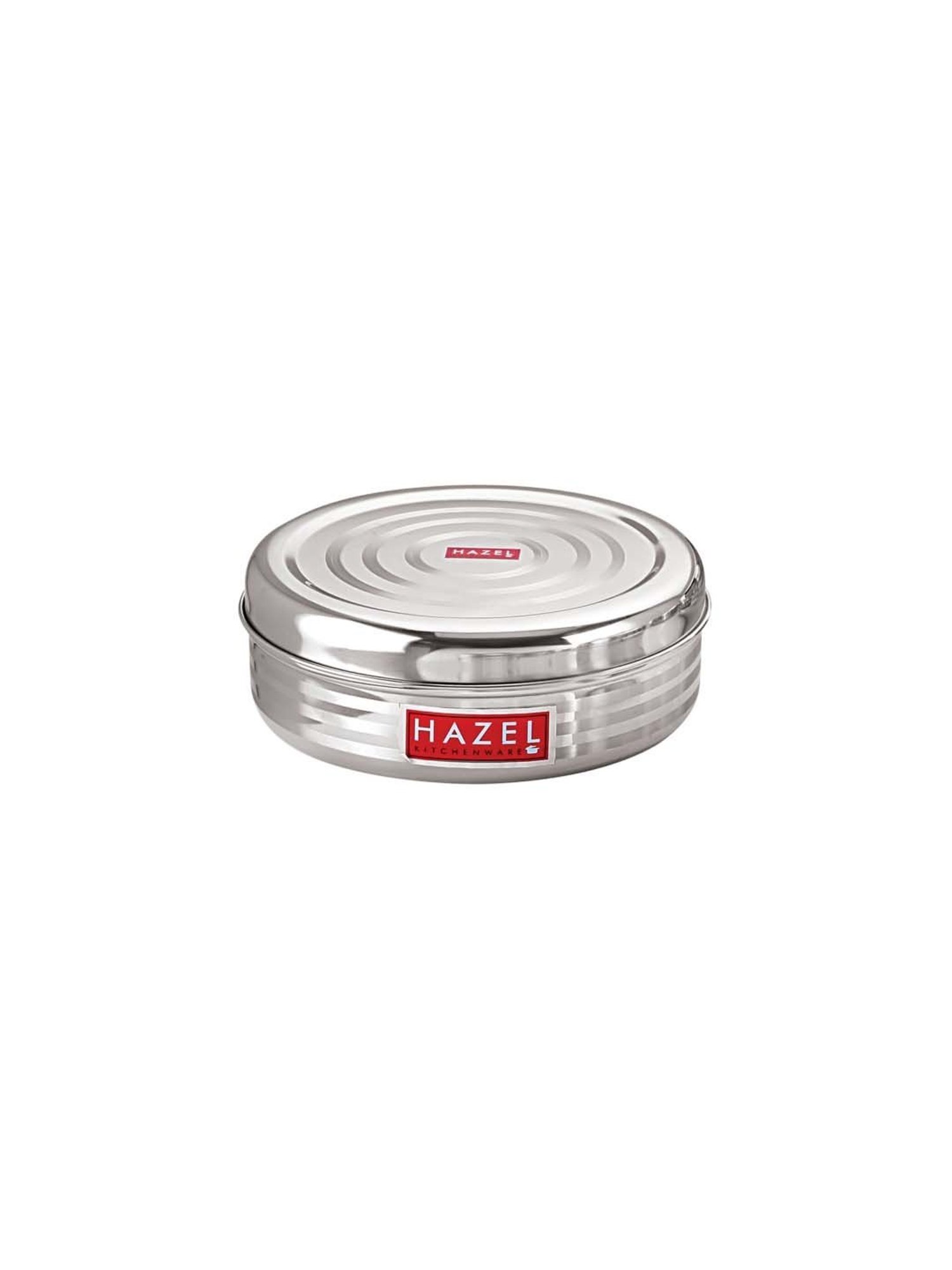 HAZEL Silver Stainless Steel Round Small Container For Spices (0.55 L)