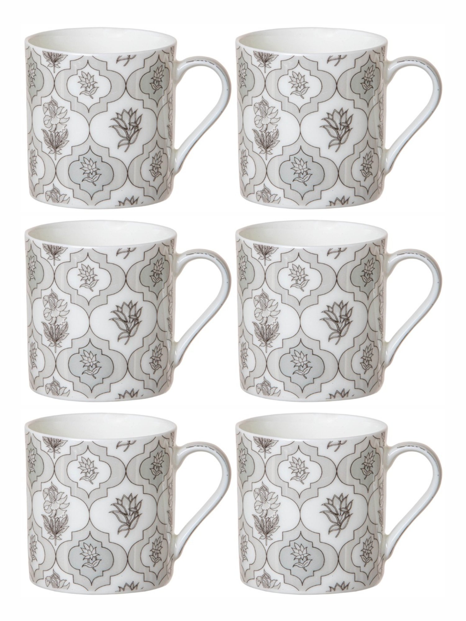 Goodhomes Multicolor Bone China Tea Cup - Set of 6 (210ml)