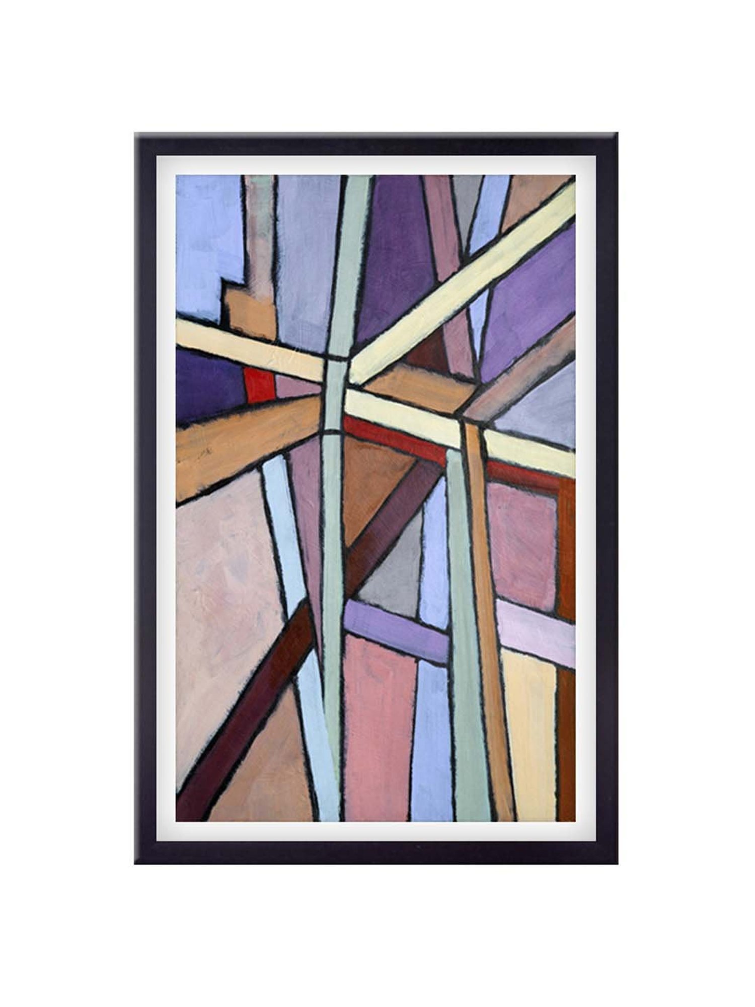 999store Purple & Brown Abstract Printed Canvas Painting