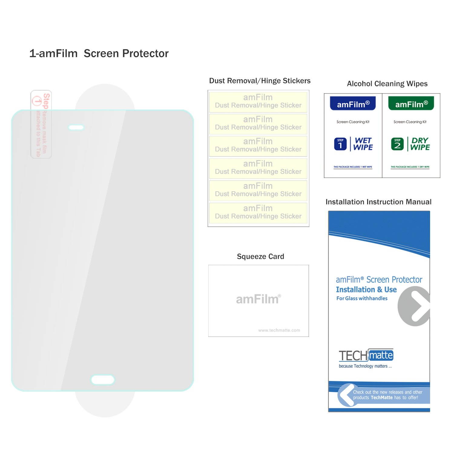 amFilm Glass Screen Protector for Galaxy Tab A 8.0 Tempered Glass, for 2015 Tab A 8.0 (Model SM-T350)