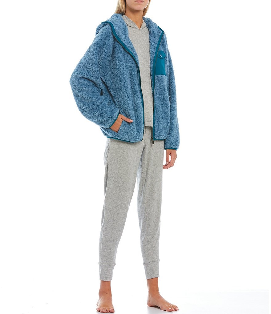 UGG Kadence Sherpa Fleece Hoodie Lounge Patch Pocket Jacket