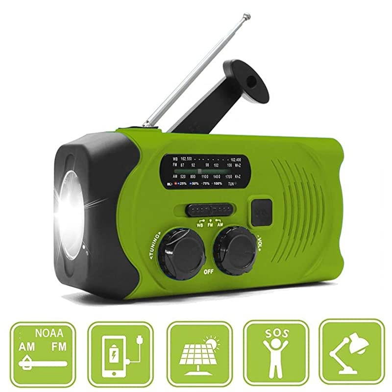 Emergency Solar Hand Crank Portable Radio  Self Powered NOAA Weather Radios Survival Kit with AMFMWB LED Flashlight Power Display 2000mAh Power Bank and SOS Alarm for Hurricane Storm