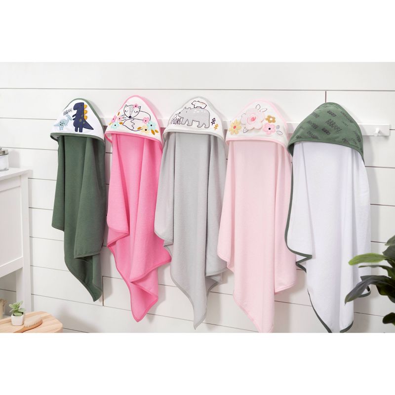 Gerber Baby Boys' 2pk Dino Terry Hooded Bath Towel - White/Gray