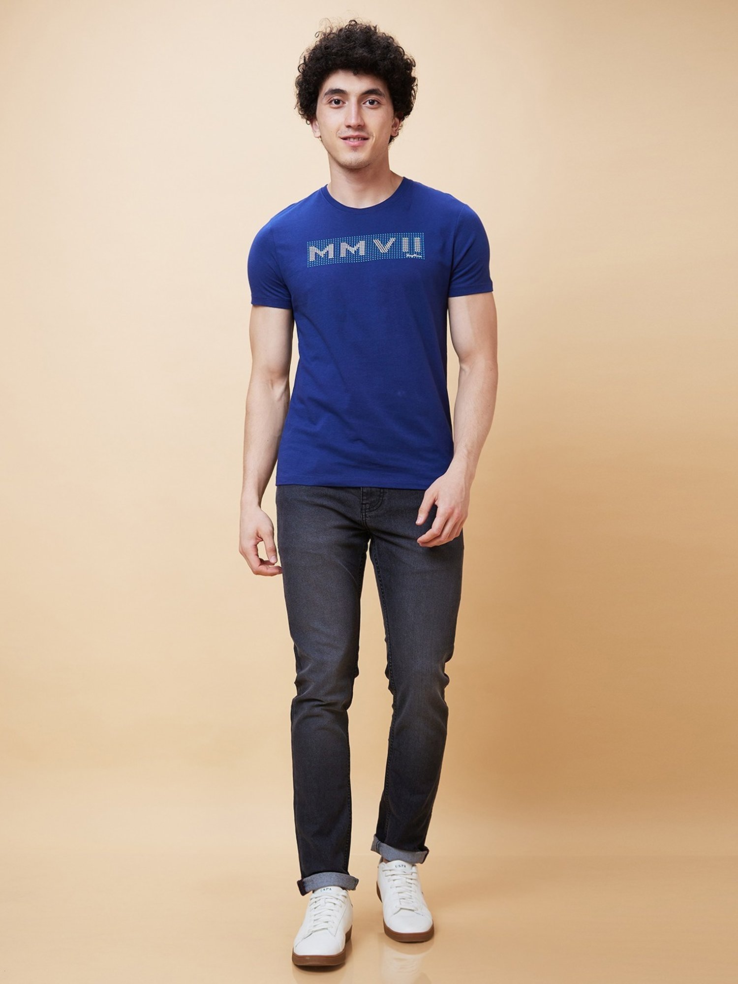 Being Human Navy Regular Fit Printed T-Shirt