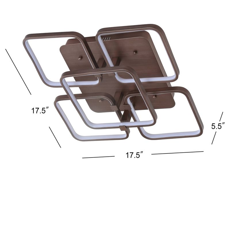 17.5" Metal Sebastian Flush Mount Ceiling Light (Includes Energy Efficient Light Bulb) Brown - JONATHAN Y