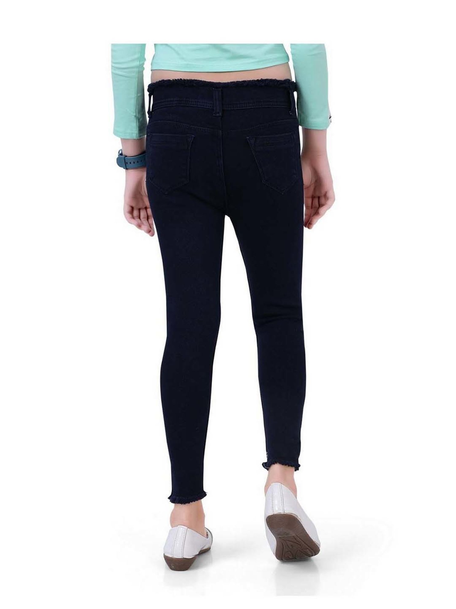 poplins Girls Navy Regular Fit Jeans