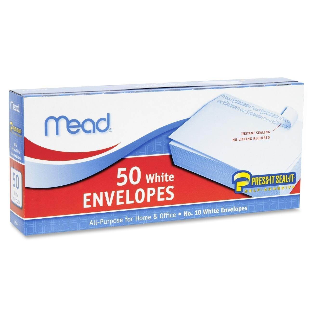 2 Pack of Mead Press-It Seal-It #10 White Envelopes, 50 Count (75024) = 100 Envelopes