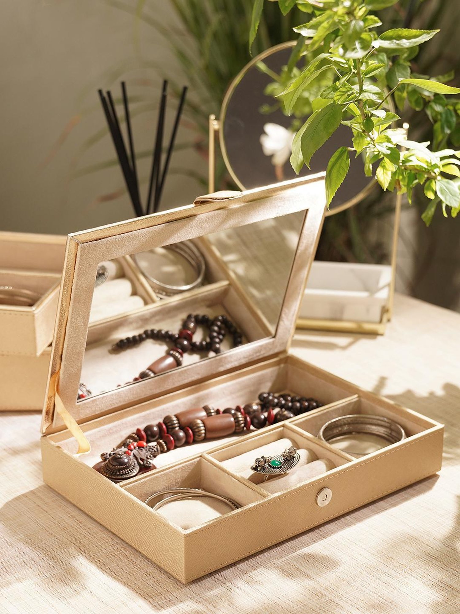 Pure Home and Living Gold MDF Solid Jewellery Organiser