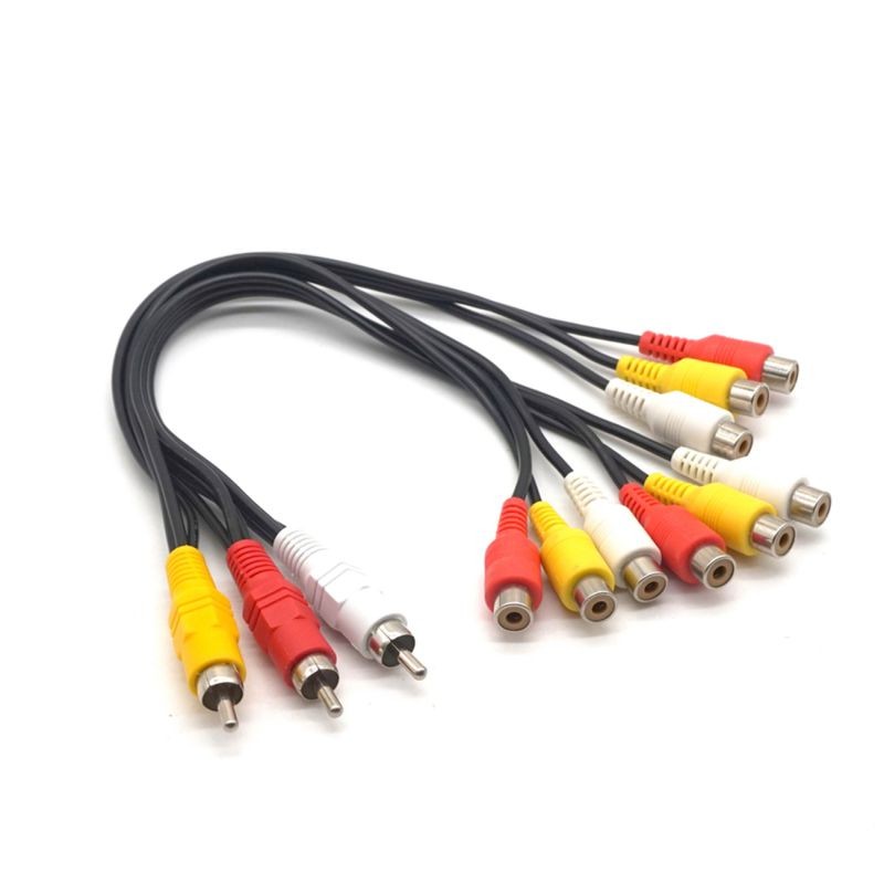 Plugadget Audio Video Connect Cables AV Lotus Head 3 Male To 9 Female Line DVD Set-top Box Connected To TV RCA Video Cable Split Line