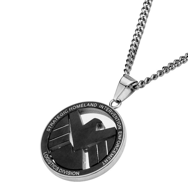 Men's Marvel Agent of S.H.I.E.L.D Stainless Steel Engraved Logo Pendant with Chain (24")