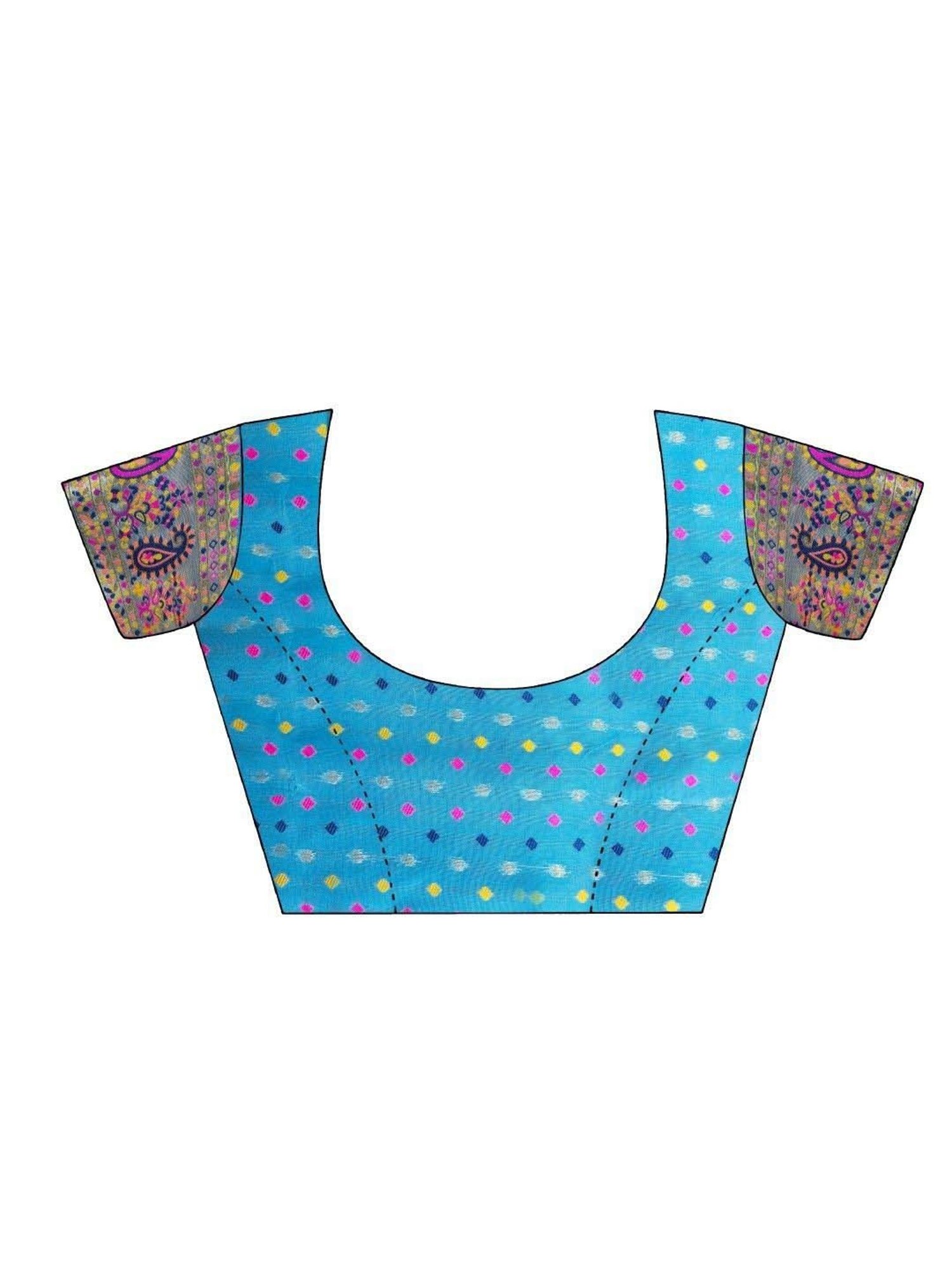 Silk Land Blue Embroidered Saree With Unstitched Blouse