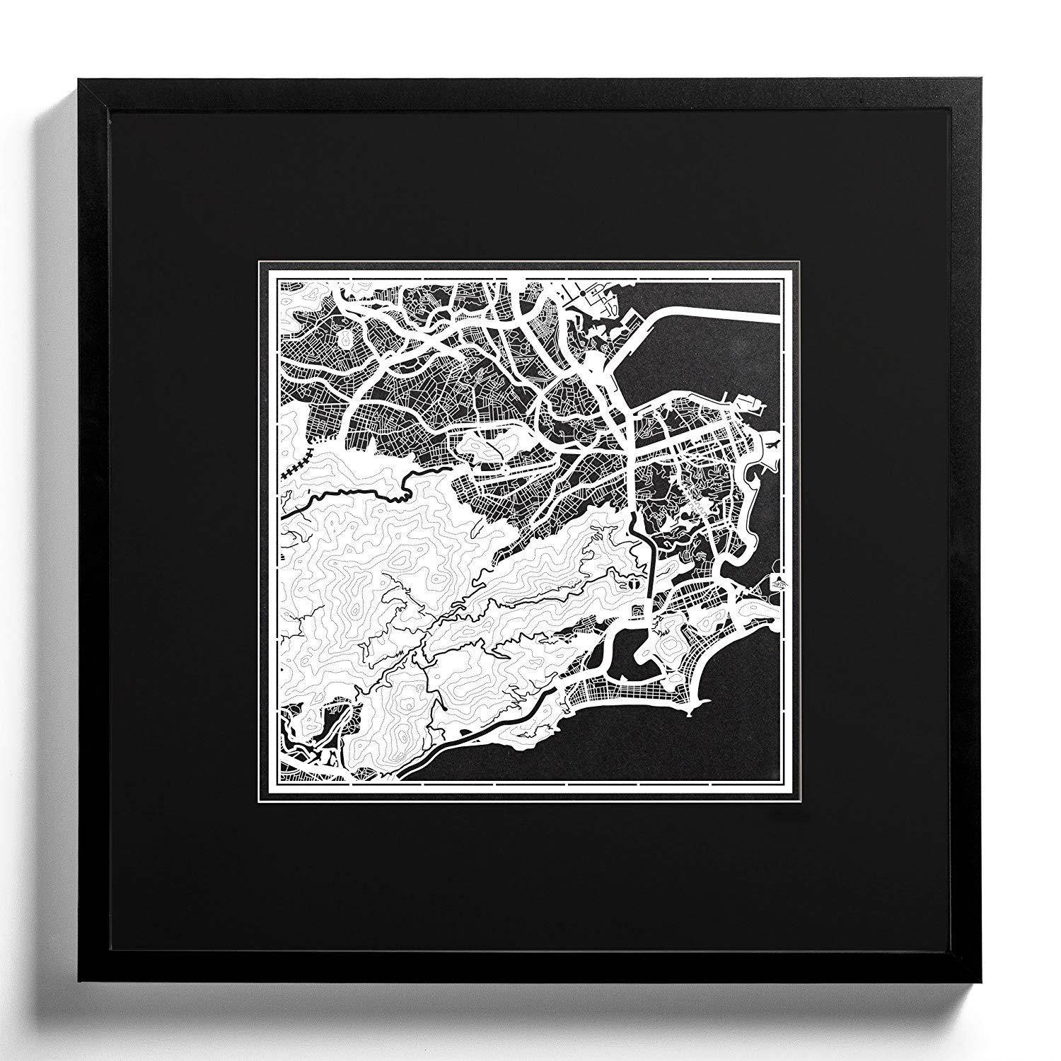 Rio de Janeiro Paper Cut Map by O3 Design Studio White 12&times;12 inches Paper Art