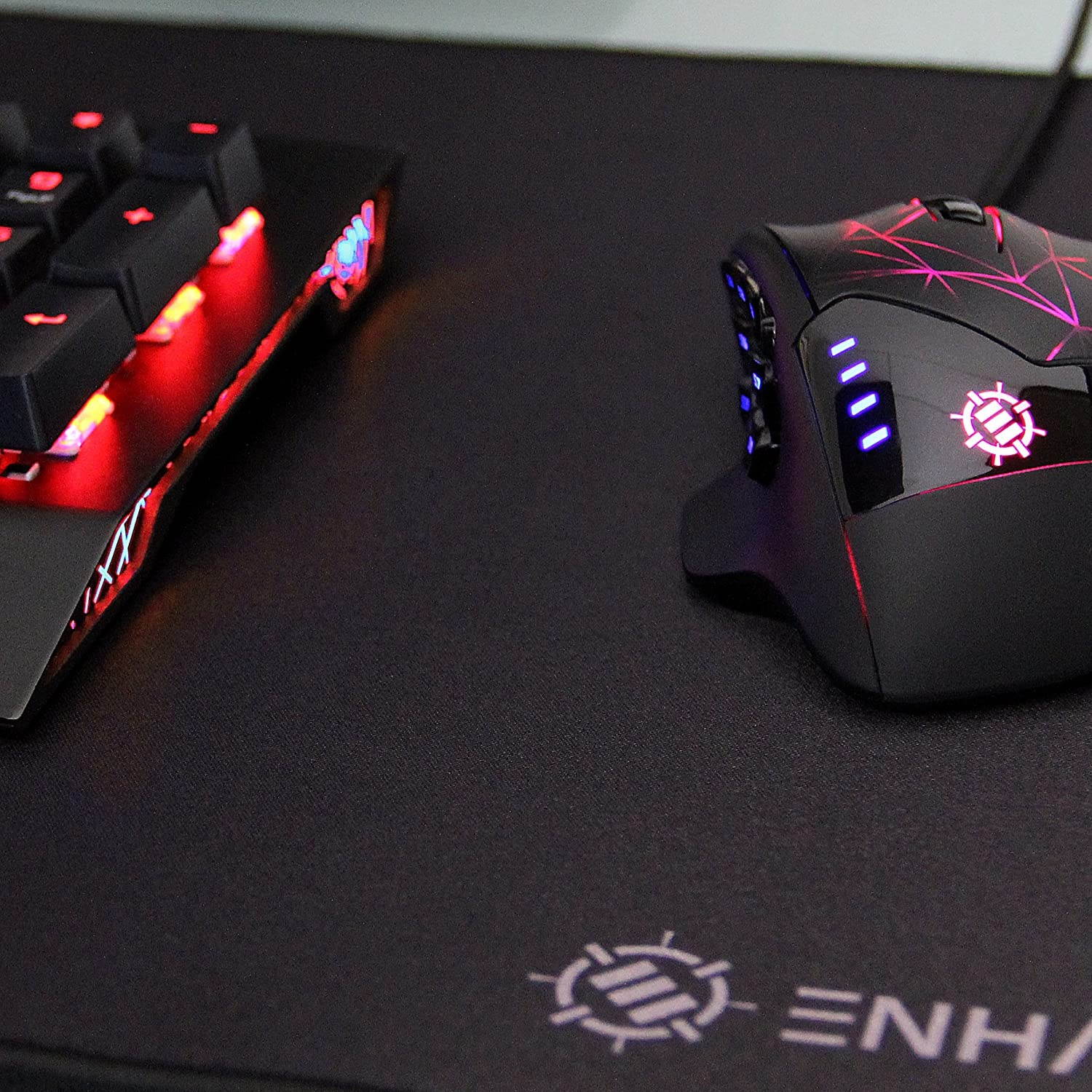 ENHANCE Pathogen XXXL Large Gaming Mouse Pad (31.5 x 13.75 in) - Extended Mousepad with Anti-Fray Stitching, Low Friction Smooth Surface, Non-Slip Backing - Home Office Full Desk Mouse Mat (Black)