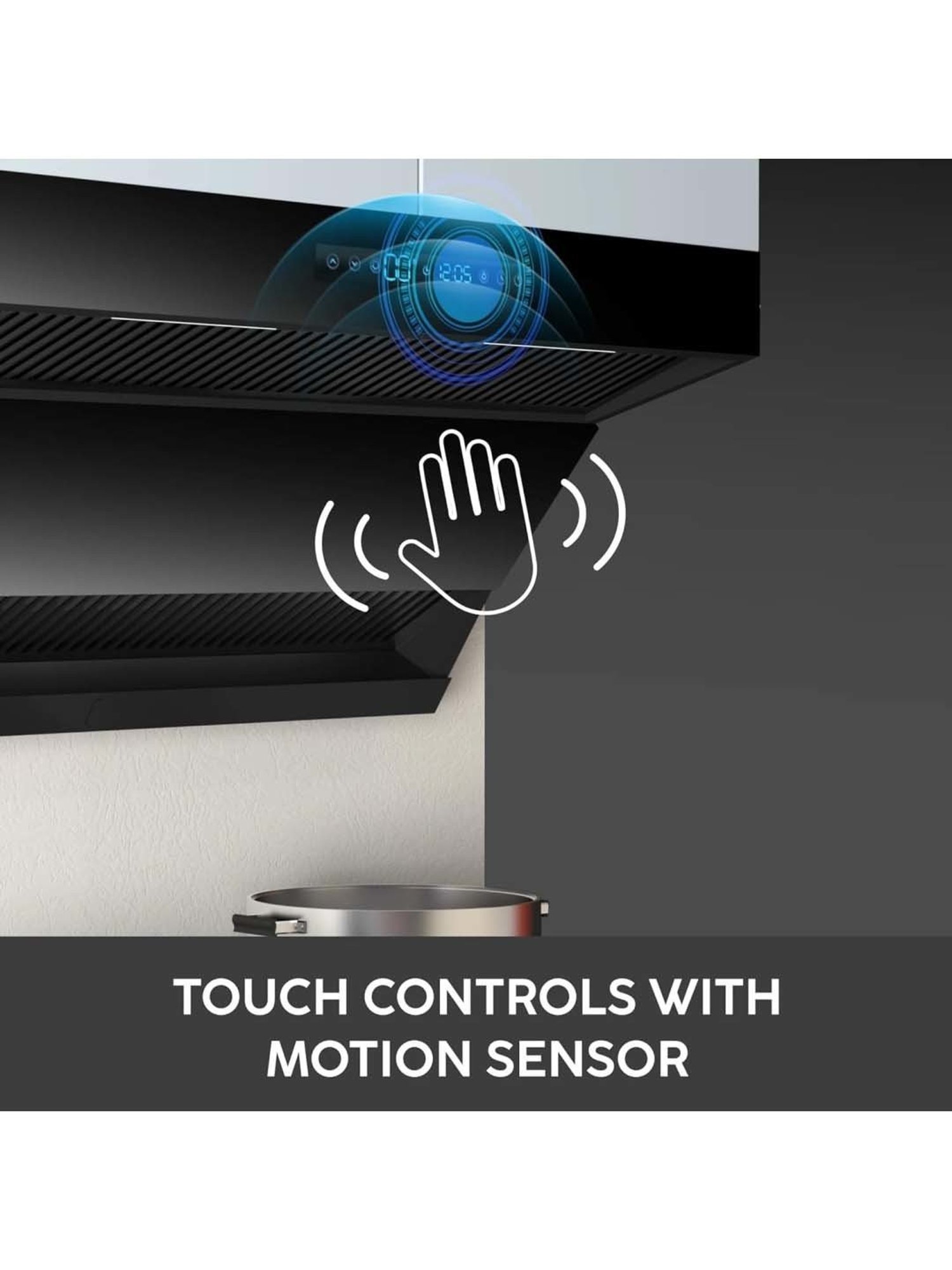 Glen CH6076AC90 1400CMH 90cm Wall Mounted Chimney (Black)