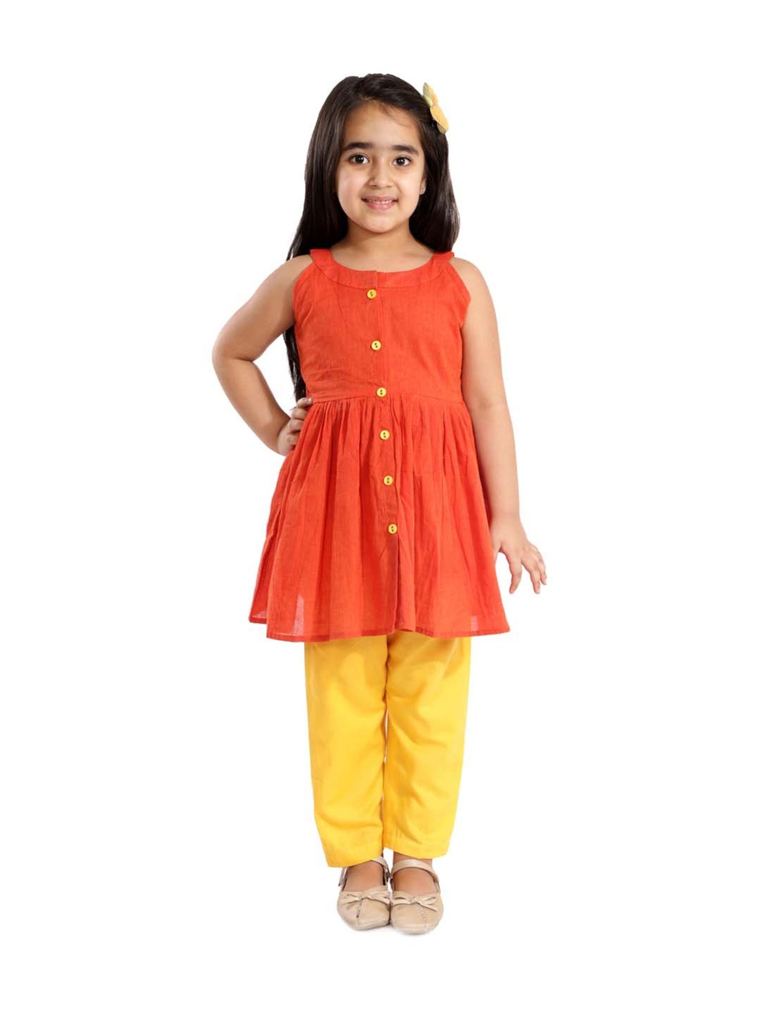 VASTRAMAY Kids Blue & White Cotton Over Dyed Kurta Set